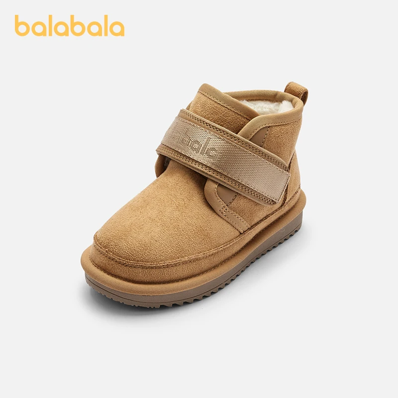 Balabala Kids Snow Boots Boys Girls Warm Short Boots with Thick Fleece Warmth Anti-Slip and Versatile 2024 New Winter Boots