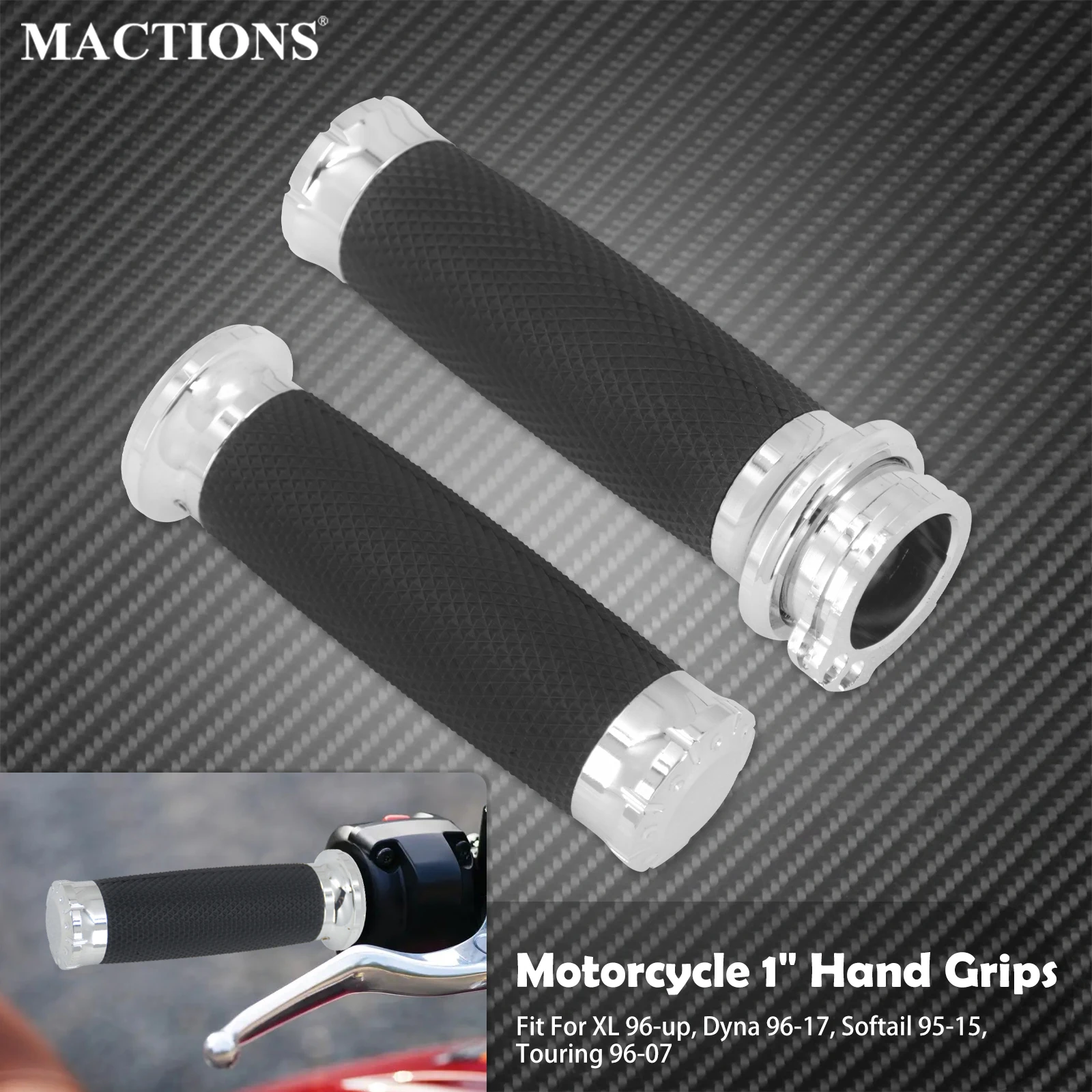 

Motorcycle 1'' 25mm Hand Grips Handle Bar Chrome Handlebar For Harley Touring Road Glide FLHT 96-07 Sportster Dyna Softail 95-15