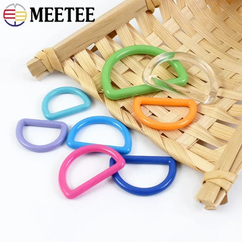 30/50Pcs Meetee 15-38mm Plastic Buckles for Women\'s Belt Bag D Ring Strap Connector Clasp Hook Keychain Rings Sewing Accessories