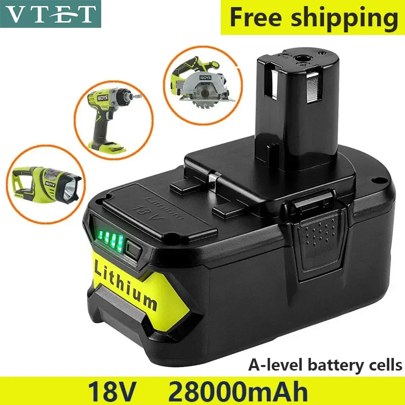 For RYOBI 18650 Electric Drill Rechargeable Battery 18V28AH Tool LYB10X-P1830 P1840 P1850 P1860 10 Cores High Capacity Battery