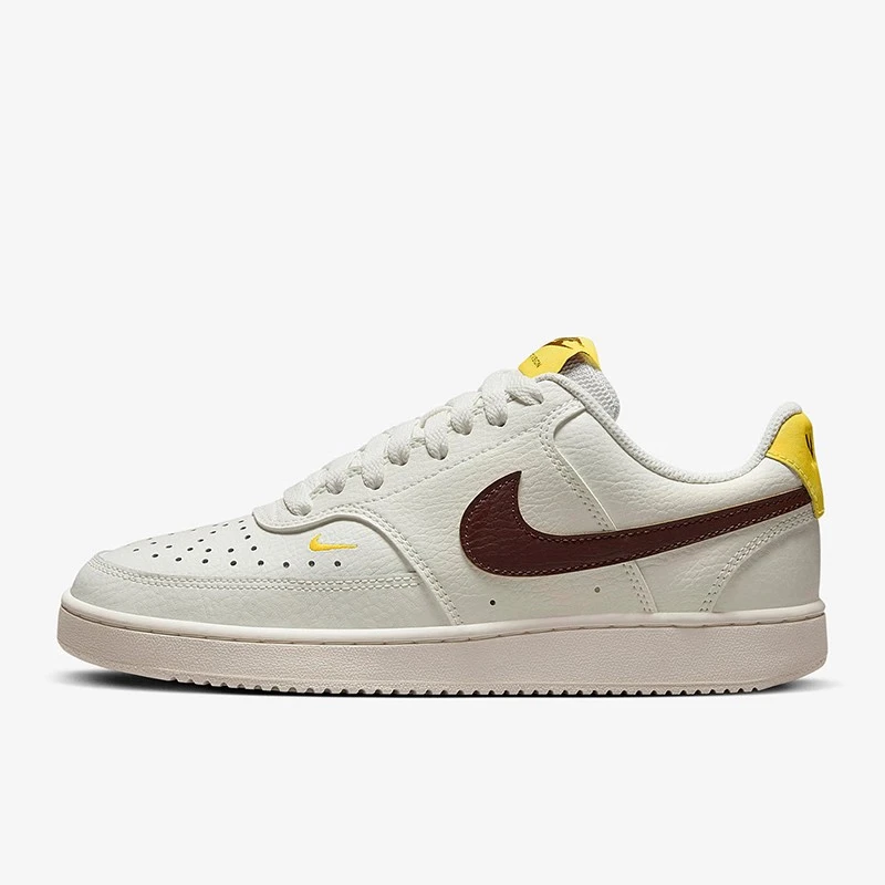 Nike Court Vision Low Women's Leather Board Shoes Anti slip, Durable, Lightweight Women's Edition Grey Brown Yellow