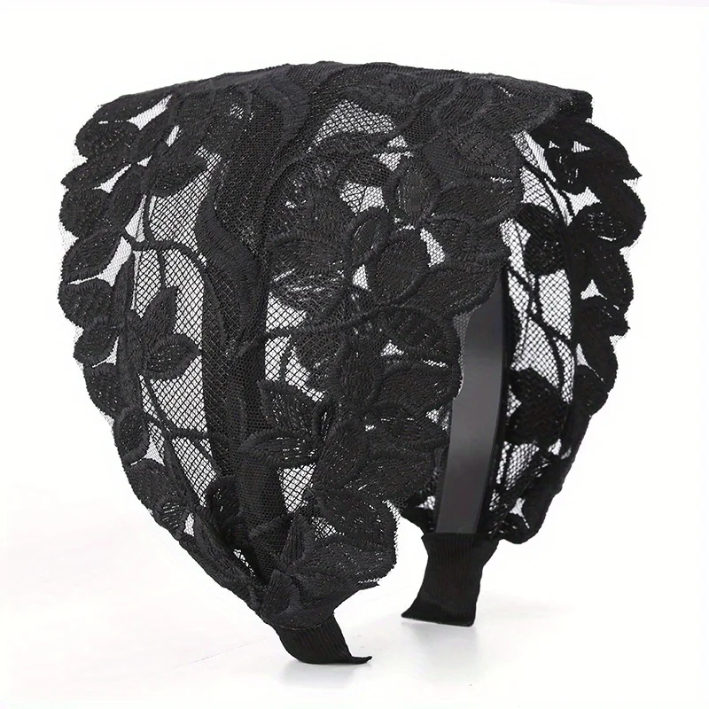 

Vintage Lace Headband Wide Turban Style Crochet Hair Hoop Floral Mesh Design Elegant Headwear for Women Hair Accessories