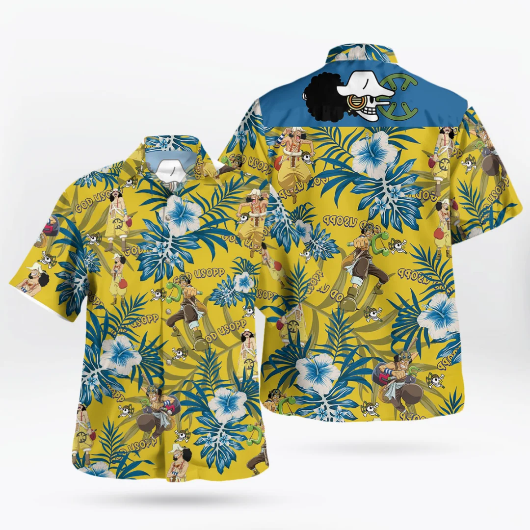 Camiseta Hawaiana de Anime Tropical One Piece de Usopp, Camisa Aloha de Verano para Hombre, Ropa Infantil, Camiseta Y2K para Mujer
