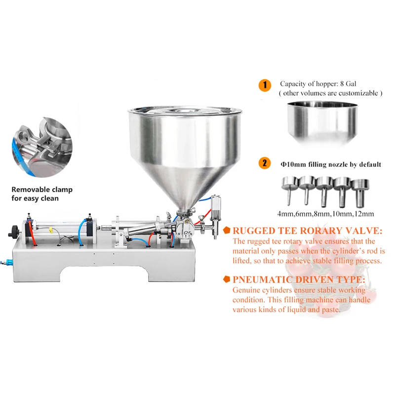 Full Pneumatic Cream Beverage Paste Liquid Filling Machine Small Quantitative High Accuracy Precision Filling Equipment