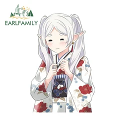 EARLFAMILY 13cm x 8.5cm Squint Frieren Peek Car Stickers Kawaii Japanese Auto Sunscreen Decals Waterproof Caravan Racing Decor