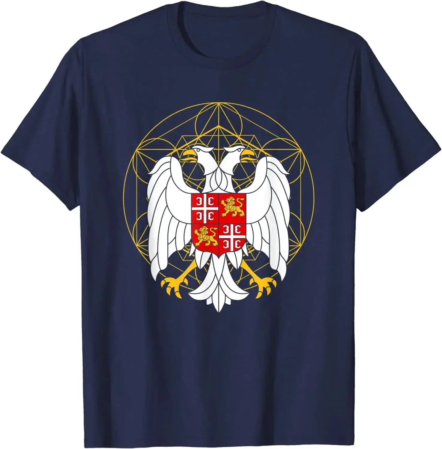 Serbian Double Headed Eagle for A Serbia Coat of Arms Fan TShirt Short Sleeve Casual 100% Cotton Men T Shirt