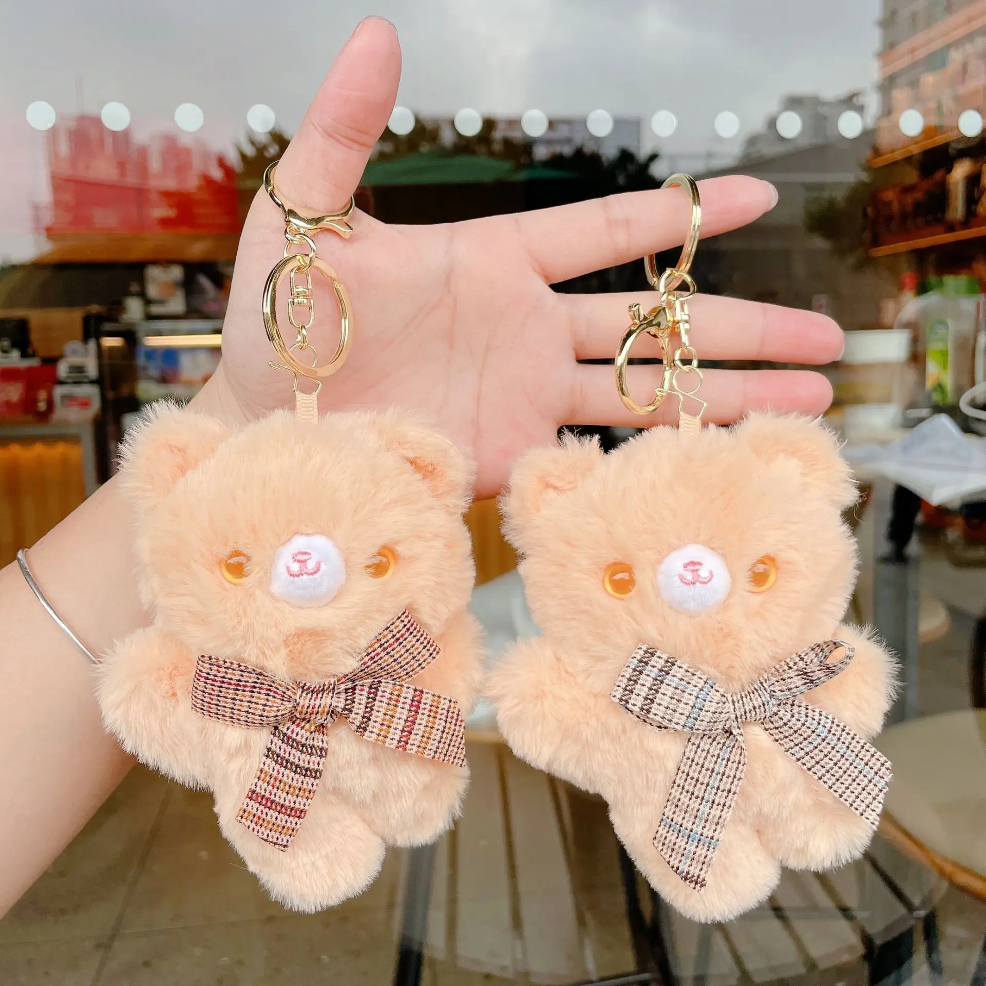 

Beautiful new product ins Creative Lovely Couple Tie Bear lifelike Pendant decorate doll birthday keychain fahione gift