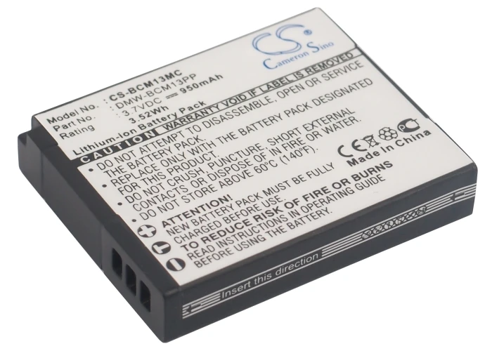 Camera 950mAh Battery For Panasonic DMW-BCM13  DMW-BCM13E  DMW-BCM13PP Lumix DMC-TZ41  Lumix DMC-ZS30  Lumix DMC-TS5