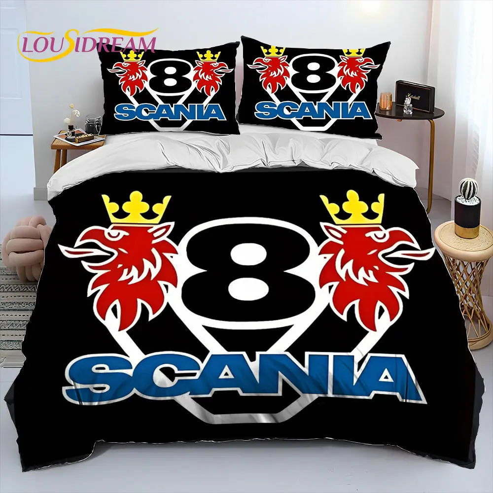 Scania Top Class Truck Car Cartoon Comforter Bedding Set,Duvet Cover Bed Set Quilt Cover Pillowcase,King Queen Size Bedding Set