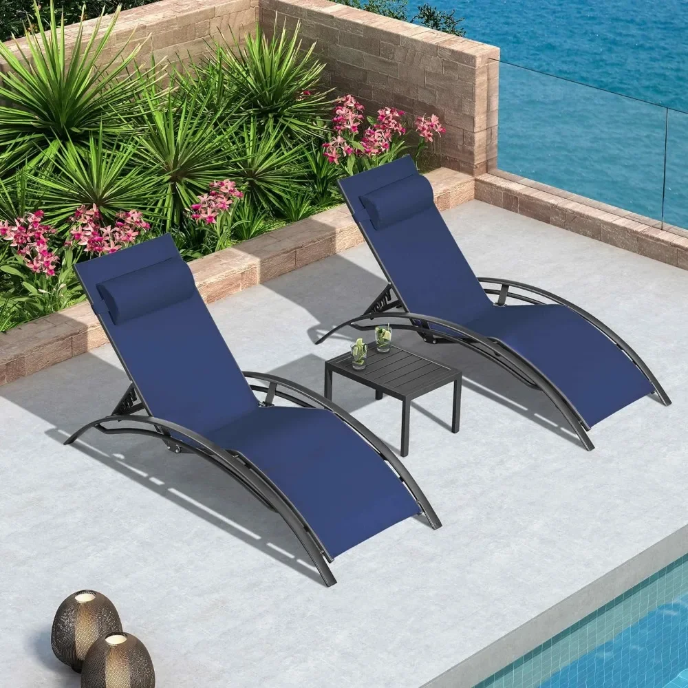 Outdoor Chaise, Patio Chaise  Set Outdoor Beach Pool Sunbathing Lawn Lounger Recliner, Outdoors Gardens Loungers