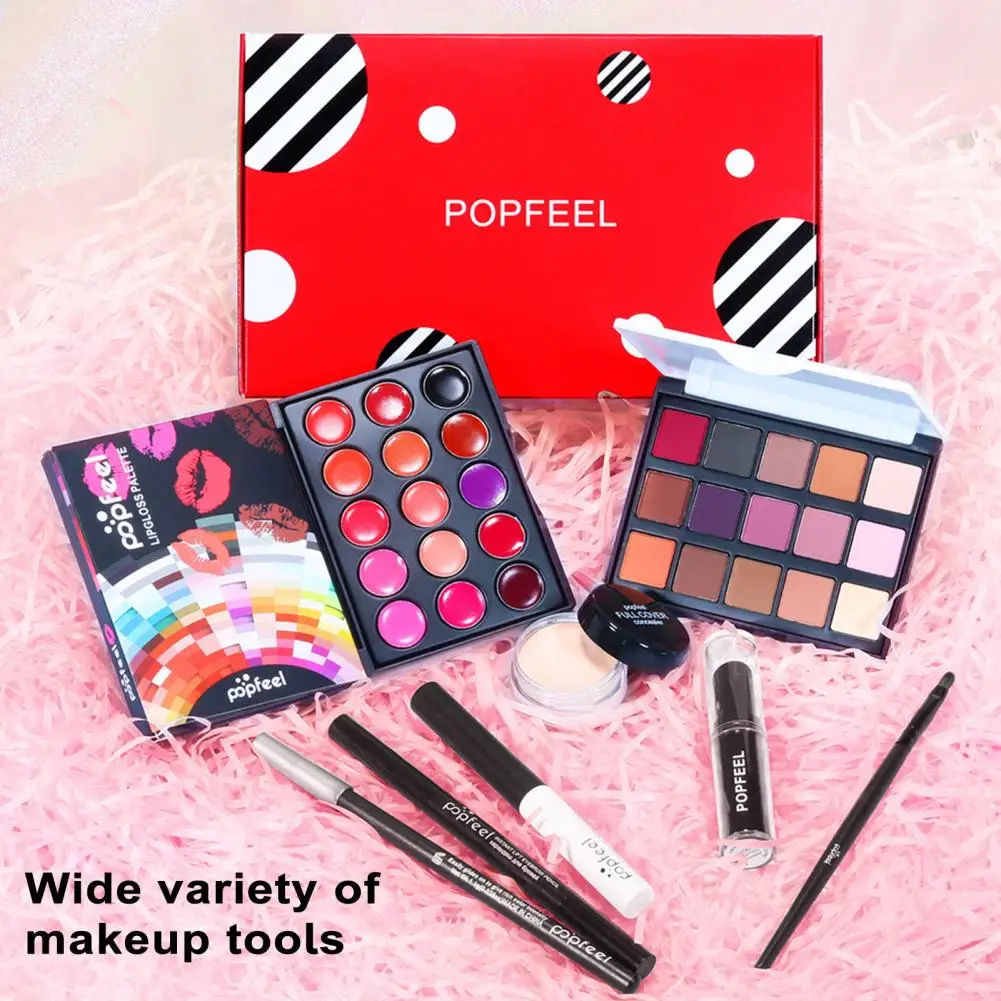 1 Satz Frauen Make-up-Tools Lidschatten-Palette Mascara Lip gloss Lippenstift Make-up Pinsel Augenbrauen Bleistift Concealer Mädchen Anfänger Beau