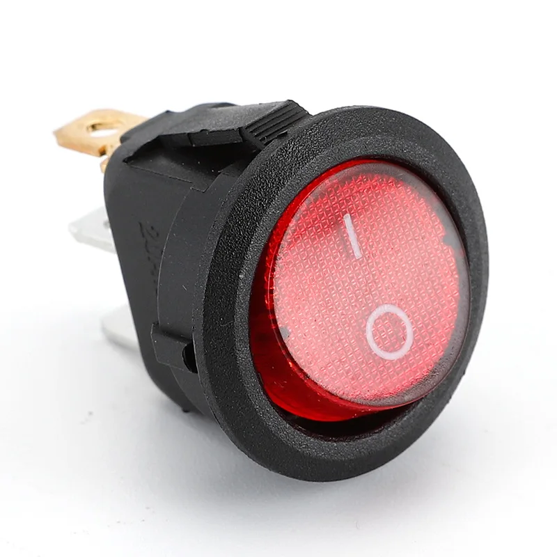 Promotion!10pcs Red Light ON-OFF SPST Round Rocker Switch 6A/250V 10A/125V AC