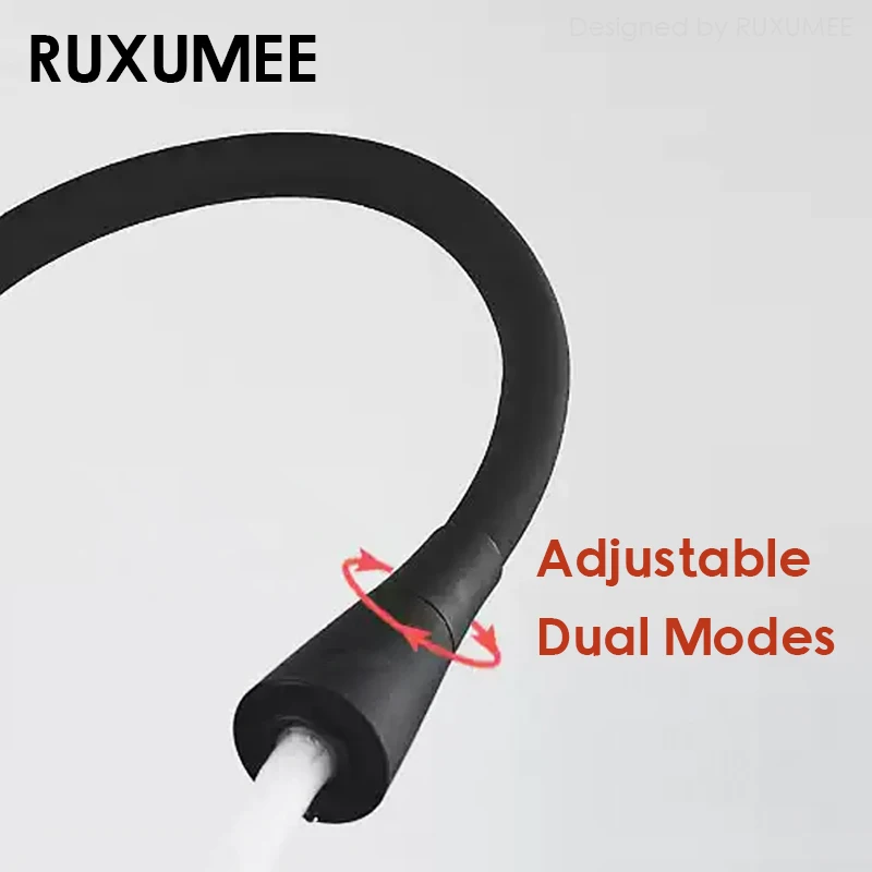 صنبور مطبخ مرن مثبت على الحائط، أوضاع مزدوجة قابلة للدوران 360 درجة، صنابير حوض مياه ساخنة وباردة من الكروم المصقول باللون الأسود