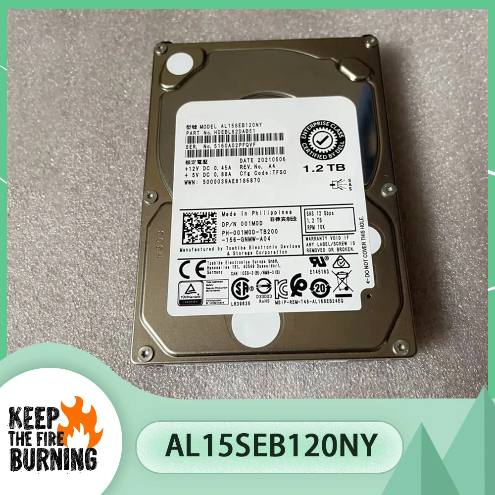 For Dell  001M0D HDD 1.2T SAS 12G 10K 2.5'' Server Hard Drive AL15SEB120NY HDEBL82DAB51