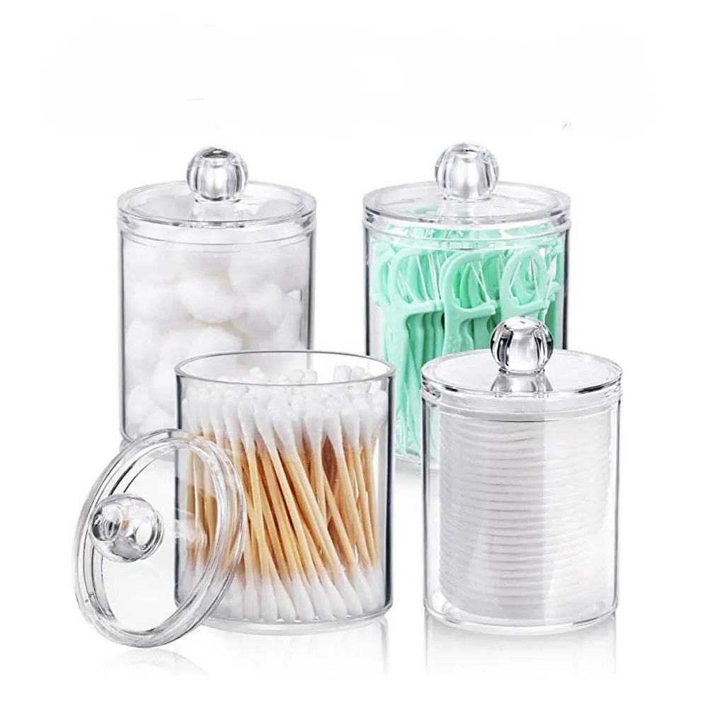 

Qtip Holder Dispenser for Cotton Swab Pad Clear Acrylic Jar Storage Box for Bathroom Canister Cotton Round Pads Makeup Organizer