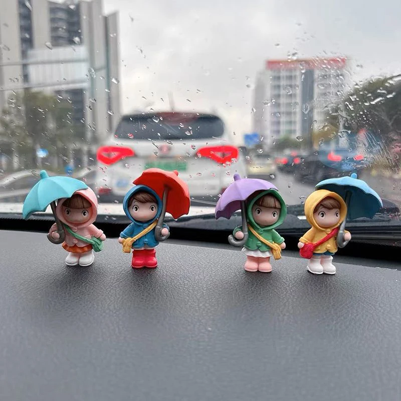 Cute Resin Umbrella Girl Doll Car Center Console Decoration Car Interior Ornaments Accessories