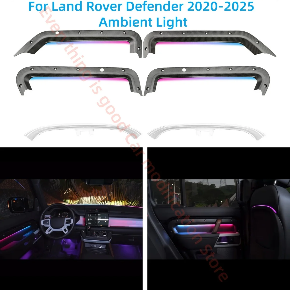 

Окружающие фонари, пригодные для Land Rover Defender 2020-2025, обновление автомобильного внутреннего освещения, автомобильные аксессуары, отделка из настоящего углеродного волокна
