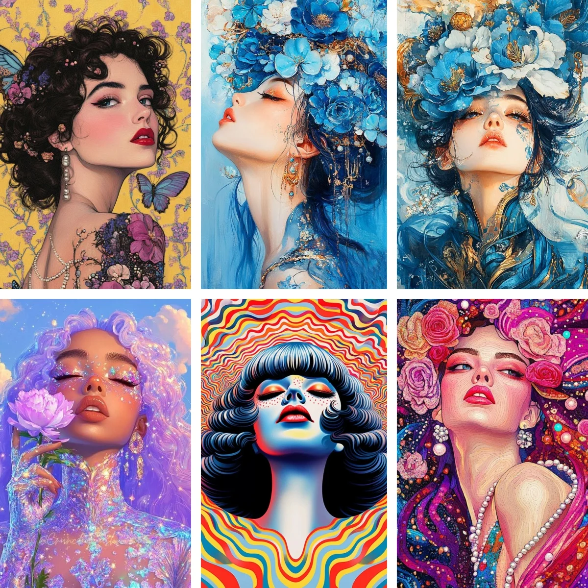 

5D Diamond Painting Sexy Feminine Portrait Poster Paint with Diamonds, DIY Diamond Art By Number Kits , Modern Boudoir Decor
