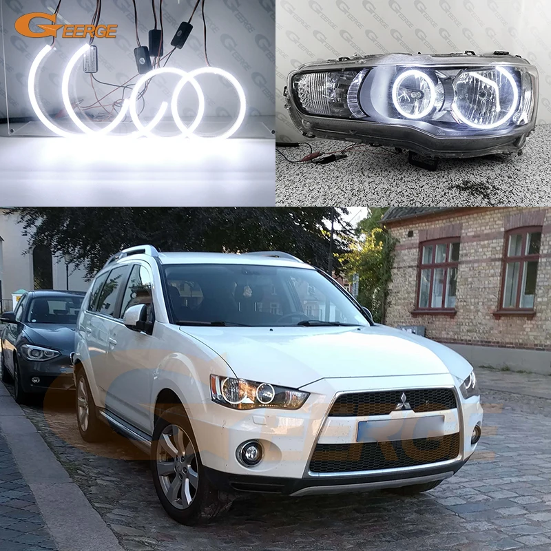 For Mitsubishi Outlander II 2006 2007 2008 2009 2010 2011 2012 Ultra Bright COB LED Angel Eyes Halo Rings Kit Car Accessories