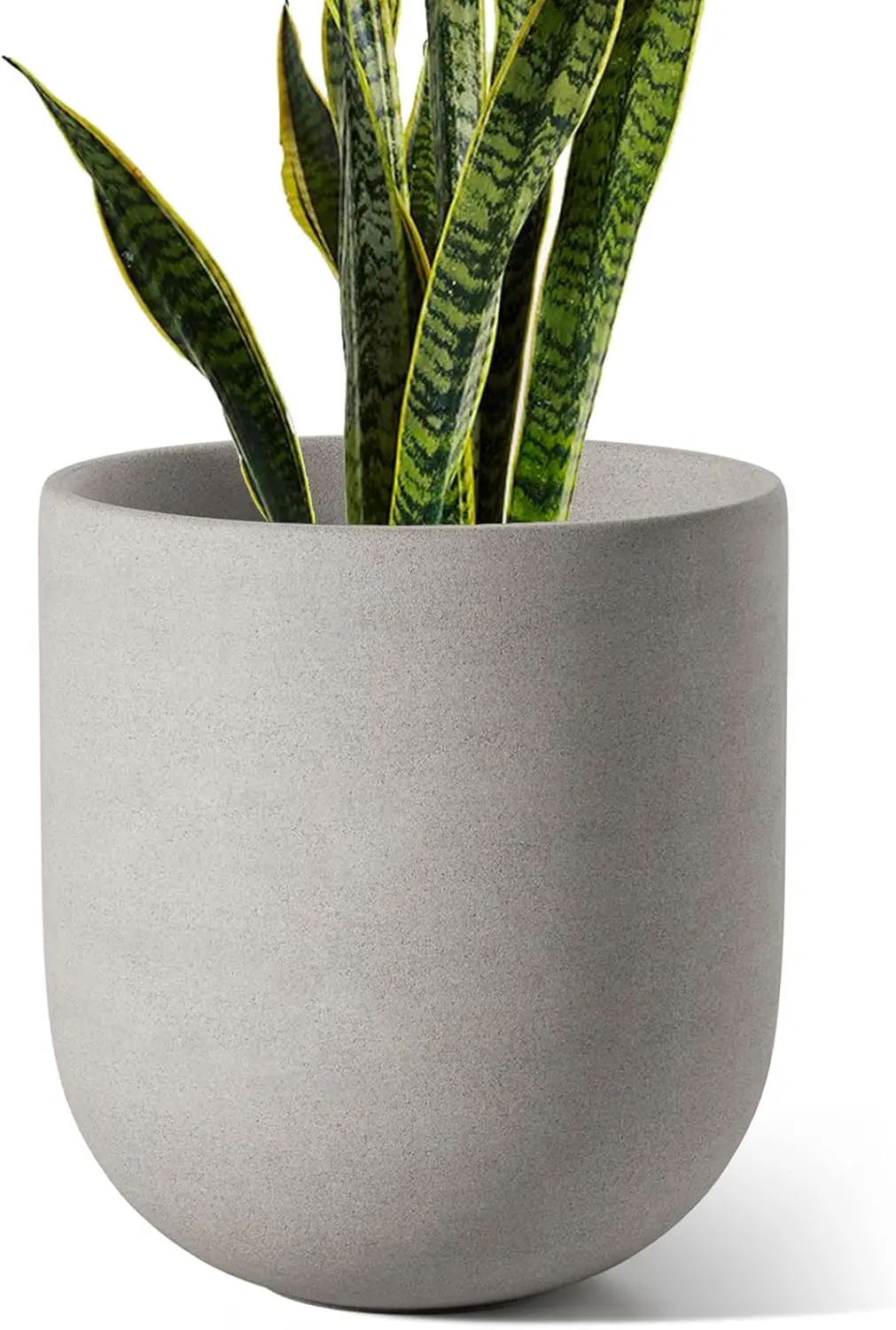 

10 Inch Ceramic Plant Pot with Drainage Hole, Neutral Gray Indoor Outdoor Flower Planter for Home Garden Office