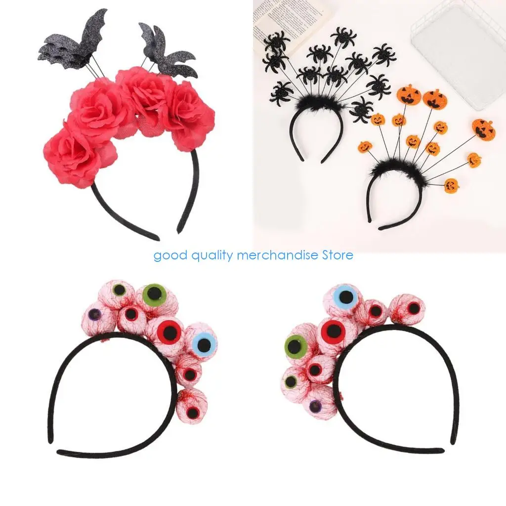 

Y5JD Colorful Spooky Spiders Hairband Women Makeup Music Festival Makeup Headband