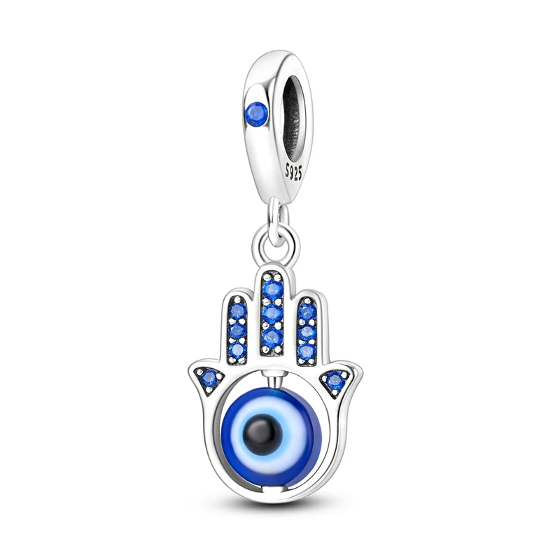 

Luxury 925 Sterling Silver Palm Rotation Eye Charms Pendant Fit Original Bracelet DIY Women Anniversary Jewelry Gift
