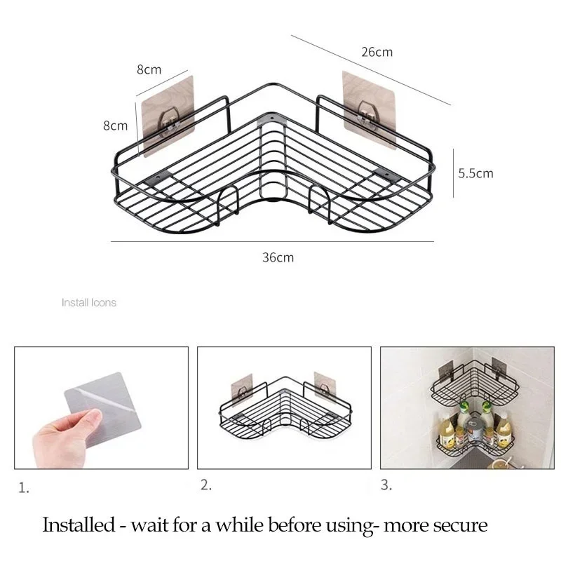 Wall-mounted Bathroom Corner Shelf Without Drilling Rustproof Space Aluminum Shower Storage Multifu Drainage Rack Shampoo Holder