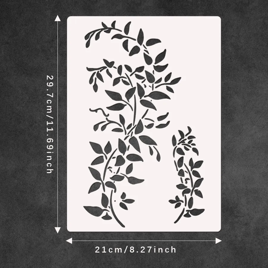"استنسل كرمة كبير مقاس A4 قابل لإعادة الاستخدام لفن الحائط والعلامات الخشبية ولوحة الأثاث - قالب حرفي لديكور المنزل بنفسك (8.3 × 11.7 بوصة)"