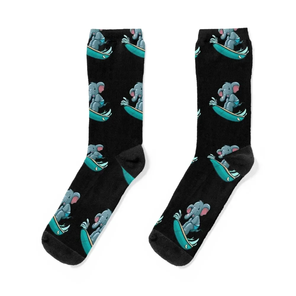 

Surfing elephant on the beach Socks Men's christmass gift Socks For Women Men's