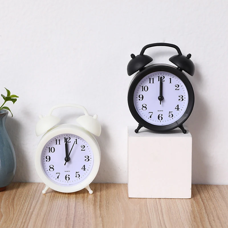 Double Bell Clock Accurate Timekeeping Battery Operated Mini Round Bedside Desk Alarm Clock Cute Kids Gift