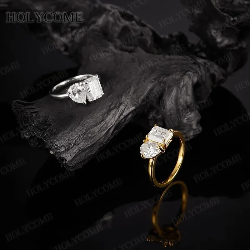 

Кольцо с муассанитом и грушей с изумрудом VVS1 с цвет GRA D, обручальное кольцо, набор из стерлингового серебра 925 пробы, оптовая цена для свадебных подарков