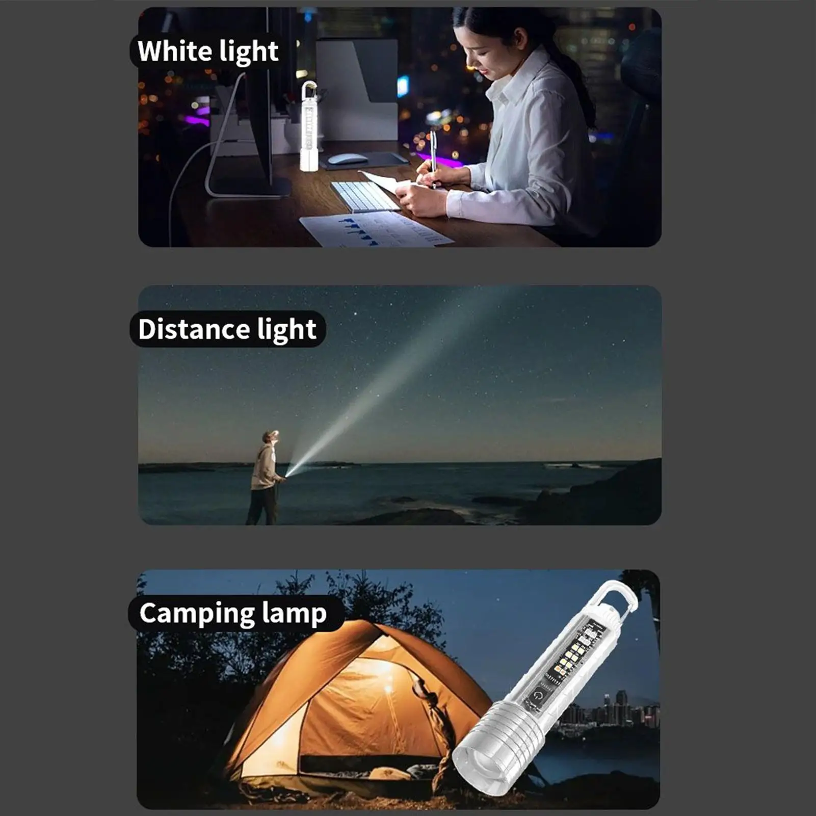 Portable EDC Strong LED Flashlight Mini Keychain Rechargeable Zoom Torch Long Range Outdoor Camping Lantern With Magnetic