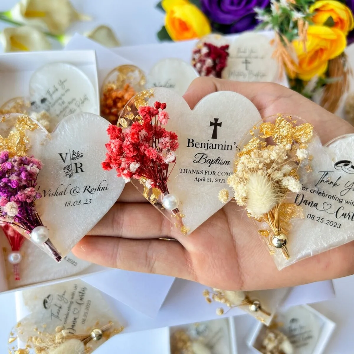 Resin Magnet Wedding Favors, Wedding Favors for Guests in Bulk, Epoxy Magnet, Bridal Shower Favors, Rustic Wedding Favors, Birth