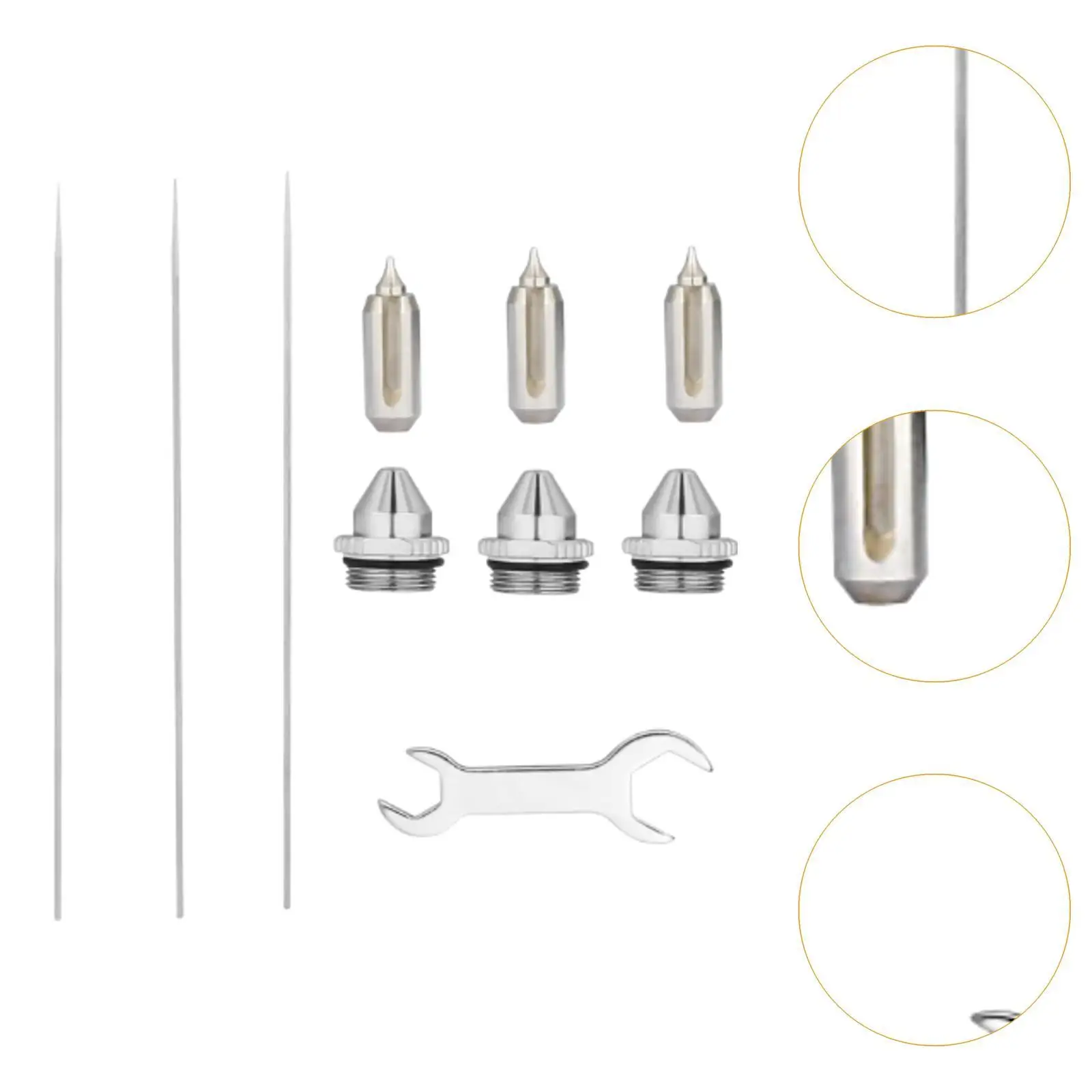 Airbrush Needle Nozzles Spray Tips Full Set with Wrench for Professional Model Painting Tasks