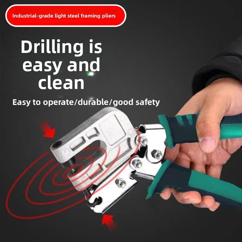 Industrial‑Grade One‑Hand Keel Punching Pliers Labor‑Saving No‑Drill Hole Ceiling Partition Installation