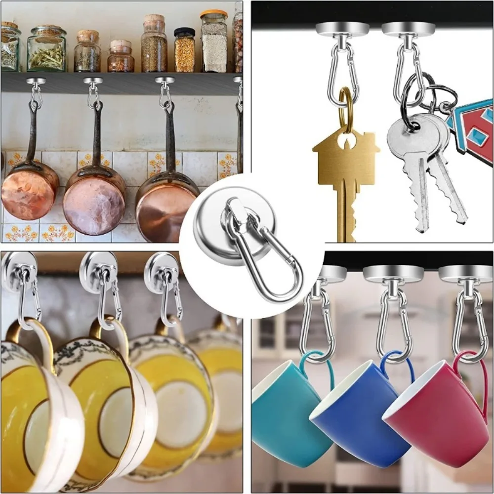 2-6 PCS Super Strong Neodymium Magnet Carabiner Magnetic Ring Keychain Magnetic Ring Magnetic Seat Rotating Magnetic Suction Cup image 5
