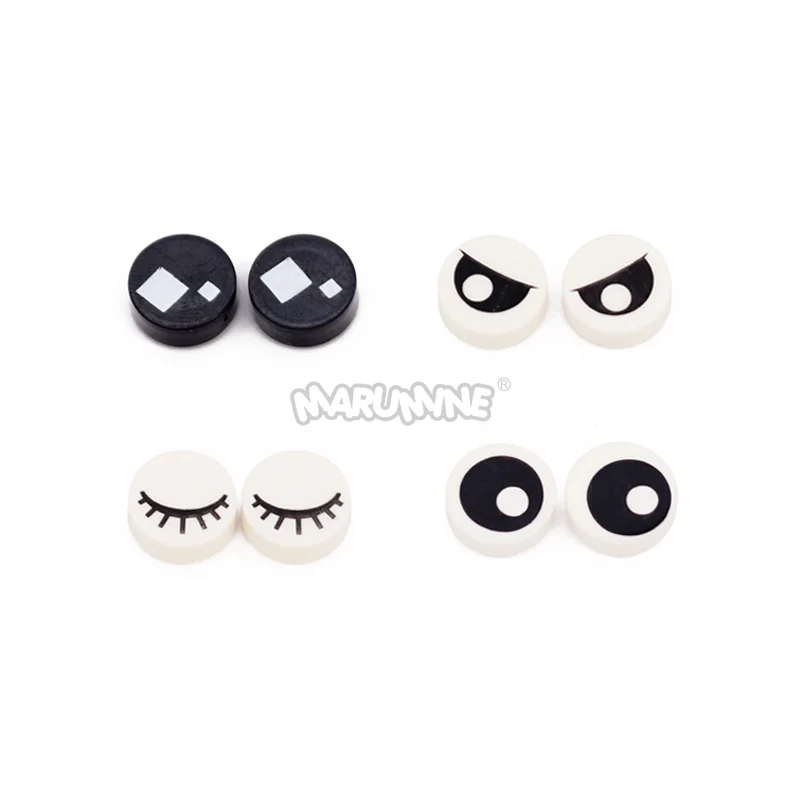 Marumine MOC Cartoon Eyes 200PCS 4 Kinds Model Accessories Emotional Expression 1x1 Round Parts Compatible with 98138 Bricks