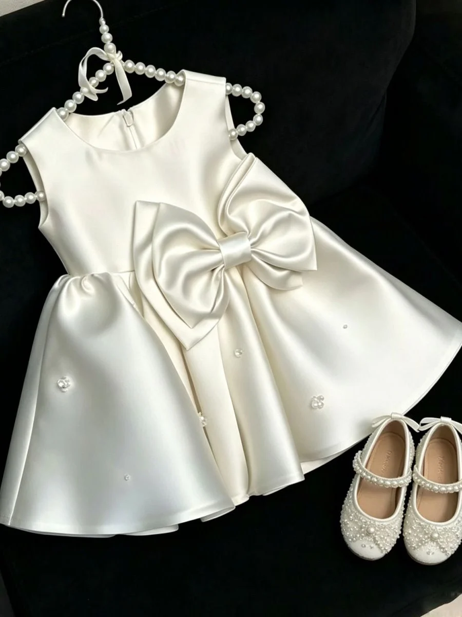robe-de-princesse-en-satin-blanc-pour-enfants-robe-de-mariage-pour-anniversaire-robe-florale-pour-fille-robe-pour-bebe-fille-d'un-an-manches-courtes-col-rond