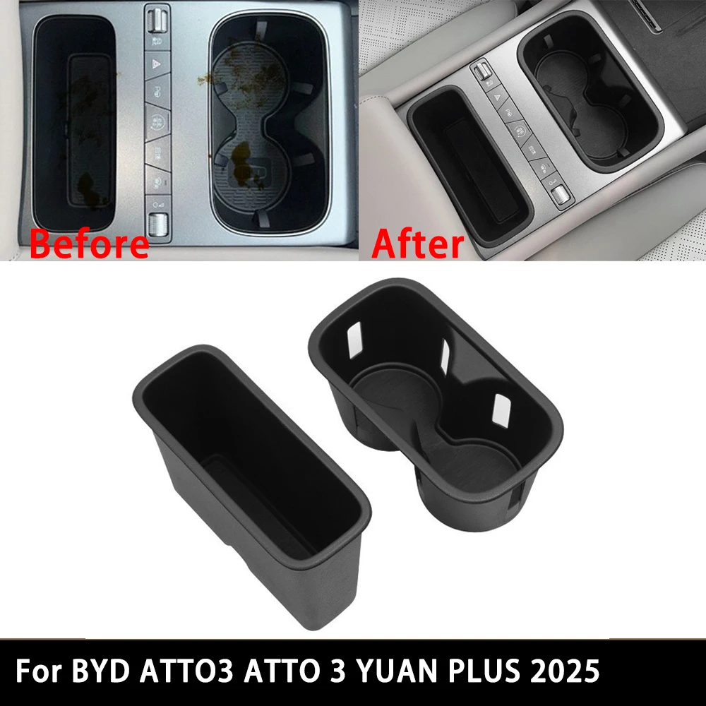 

For BYD ATTO3 ATTO 3 YUAN PLUS 2025 Car Center Water Cup Holder Storage Box Shock-Absorbing Car Interior Accessories