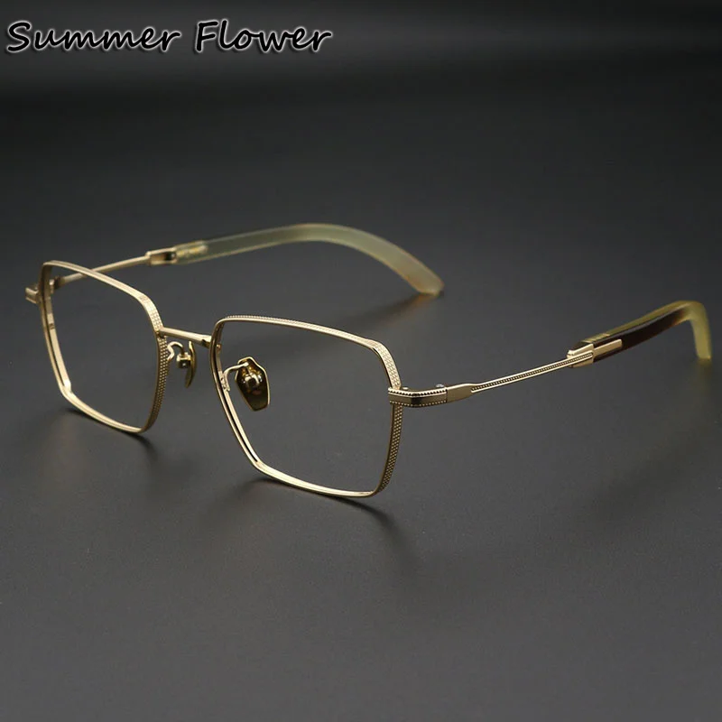 

Men Brand Eyewear Pure Titanium Ox Horn Frame High End Glasses Gentlemen Light Weight Optical Prescription Spectacles