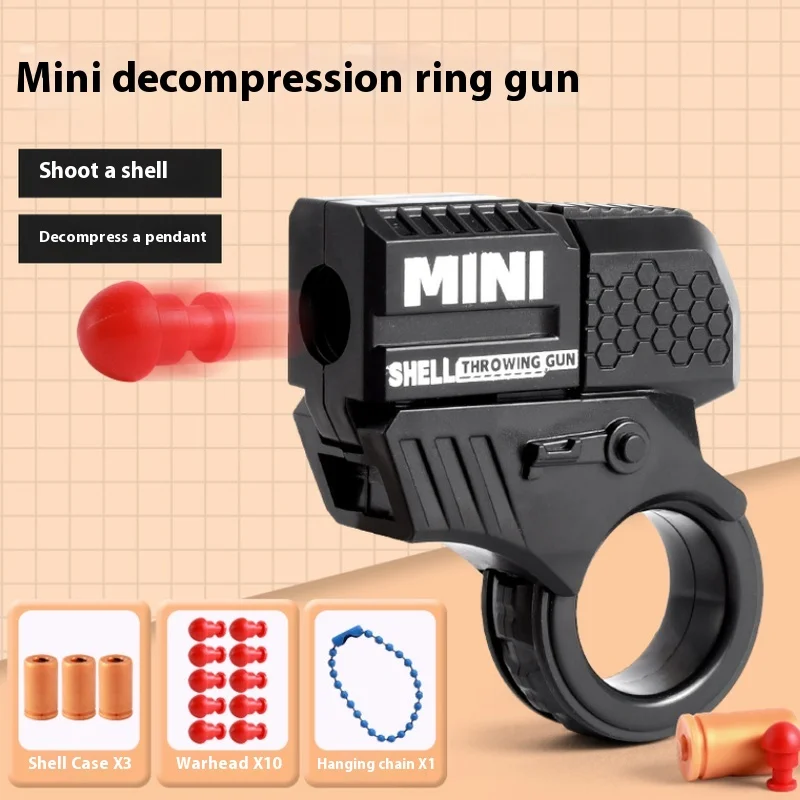 Mini Throwing Ring Gun Popular Mini Finger Decompression Ring Rotating Gun Cool And Can Fire Throwing Shell Toy Gun For Boys Hot