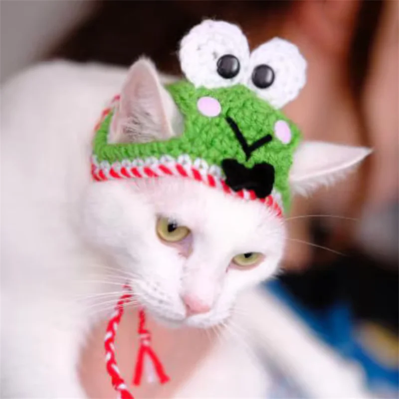 Cute cartoon Creative frog pattern style For pet cat hat cosplay costume Funny dress up Halloween Christmas birthday Headgear