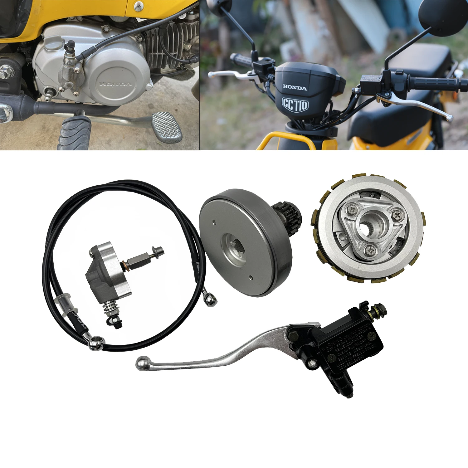 

Motorcycle Clutch Lever Master Cylinder +Slip Slipper Clutch W/ Oil Hose Pipe For Honda Cub CC110 2023-2024