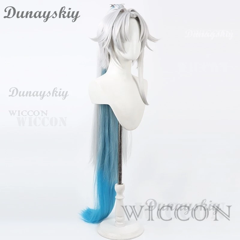 Honkai Star Rail Feixiao Cosplay Wig Gray Blue Long Hair The Xianzhou Yaoqing The Great General Halloween Party for Women Girls