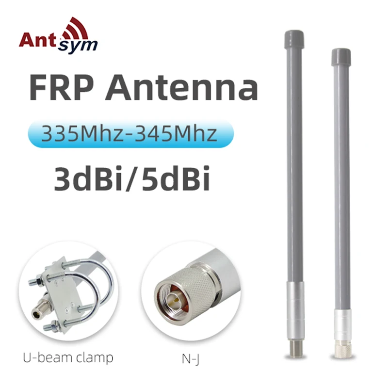 335-345MHz Antenna Omni Directional Waterproof Fiberglass Outdoor Antenna for Wireless Communication of LoraWan Mesh Signal