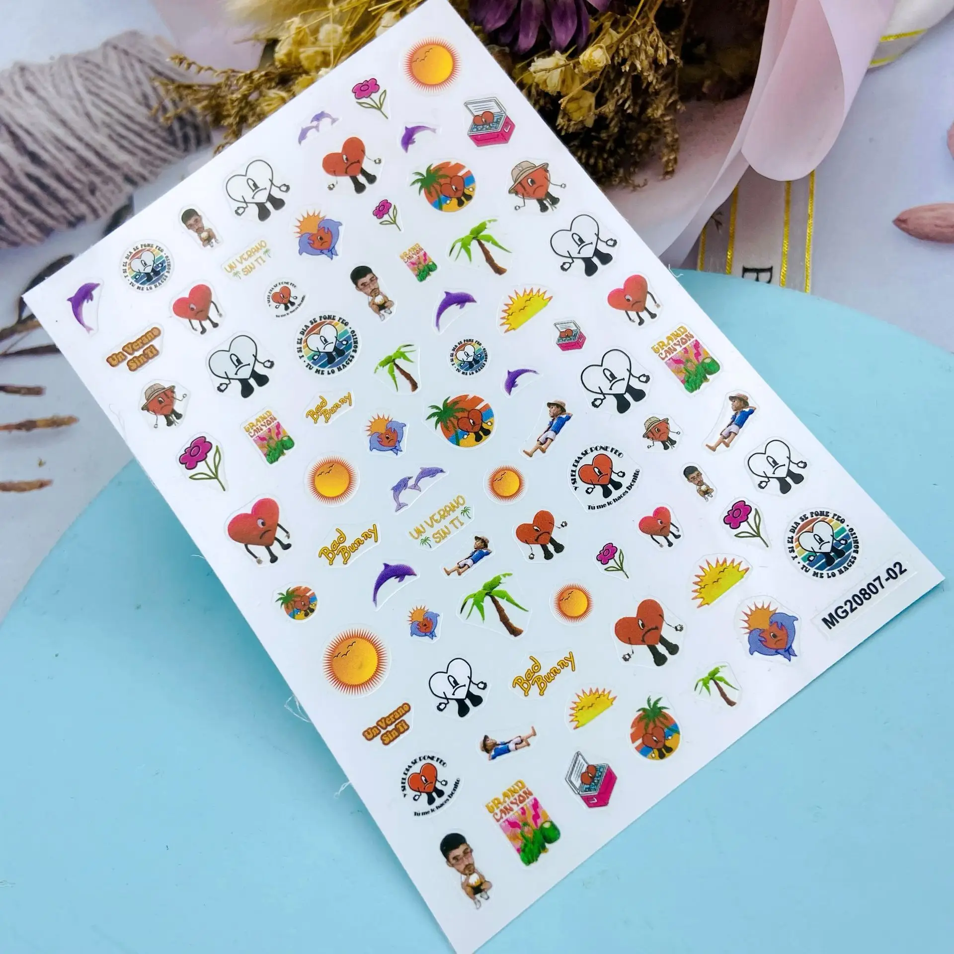 Japanese Style DIY Thin Traceless Nail Stickers Bad Bunny Serious Glue Dry Nail Decals Nail Art Manicure Nail Decorations Gifts