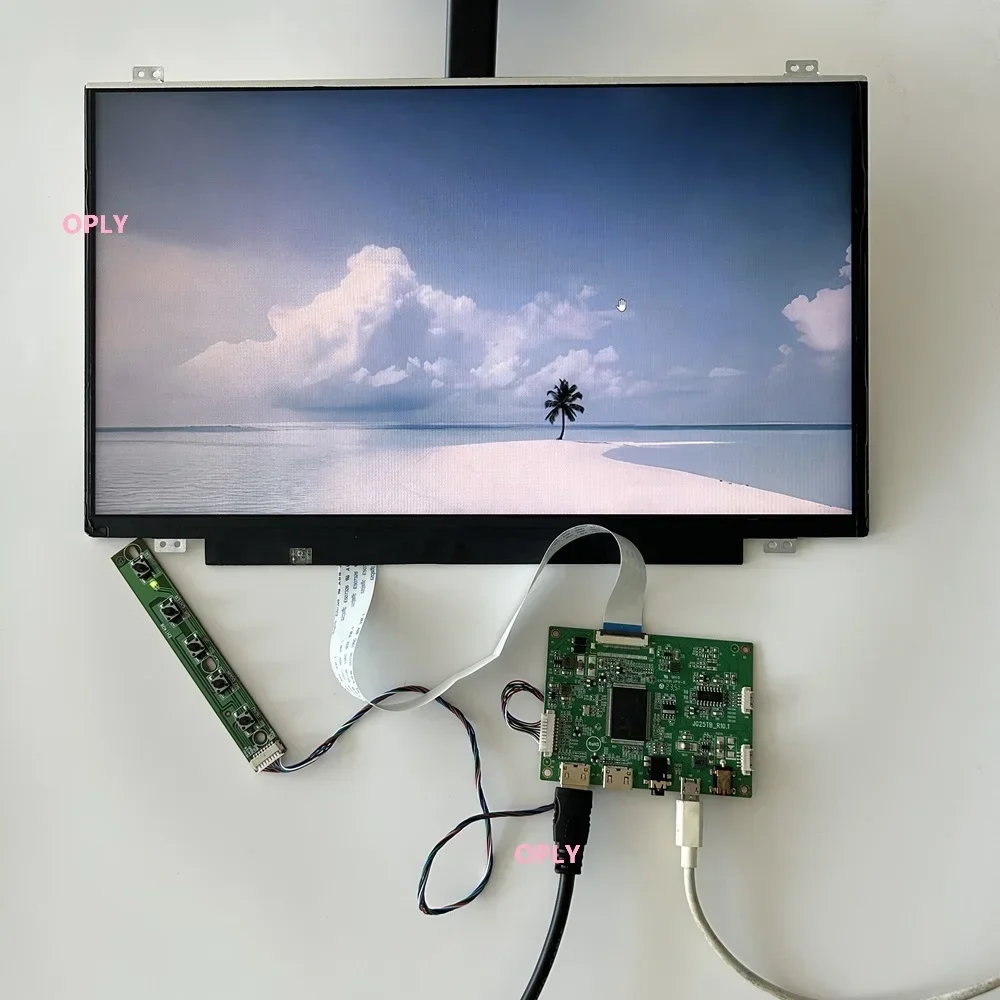 Controller board kit 2 mini HDMI-compatible DIY + 14” 1366X768 EDP 14 inch screen panel monitor for PC PS X360 Laptop raspberry