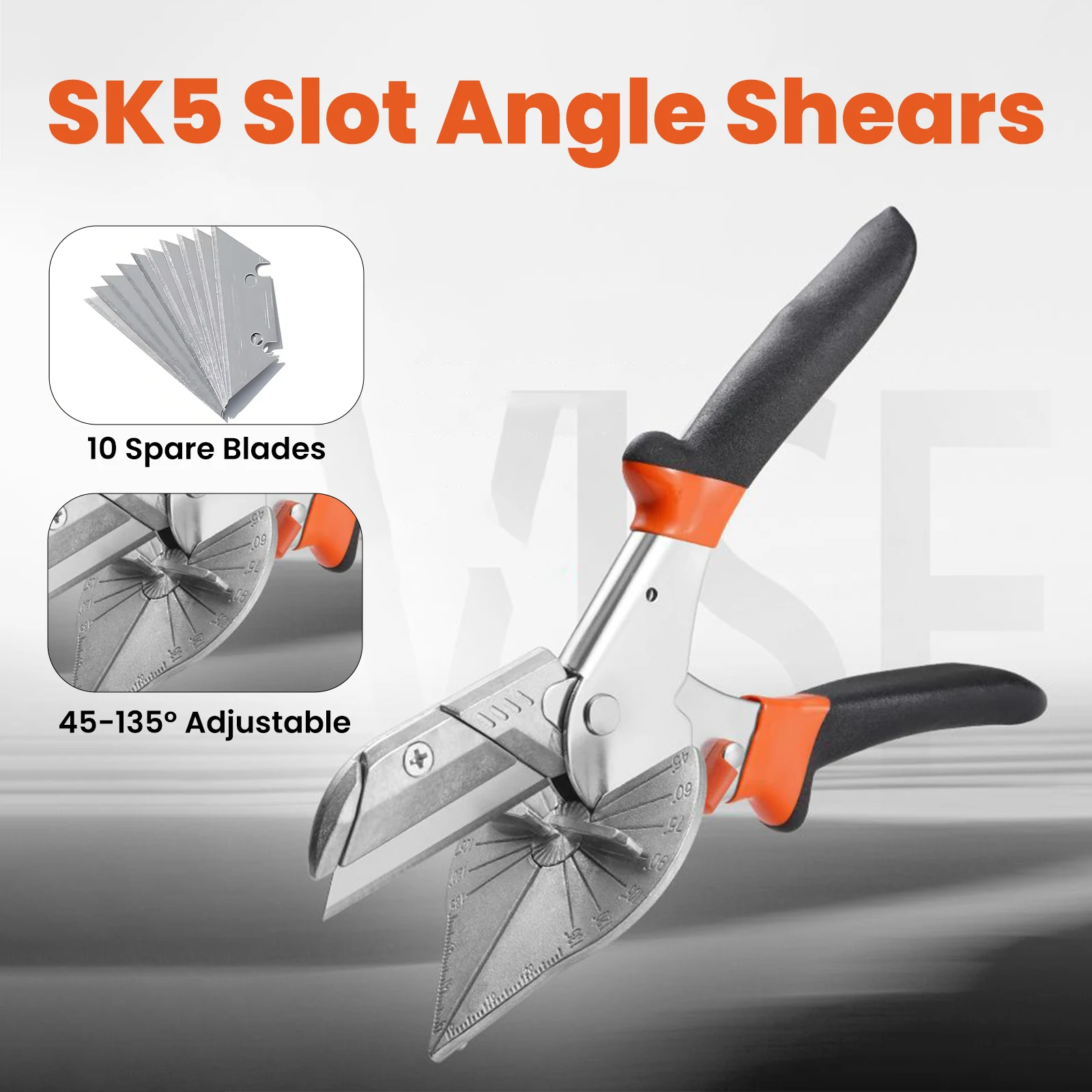 Multifunctional 45-135 Deg Adjustable Multi Angle Shear SK5 Steel Blade Model Making Plastic Sheet Board Cutter 10 Extra Blades