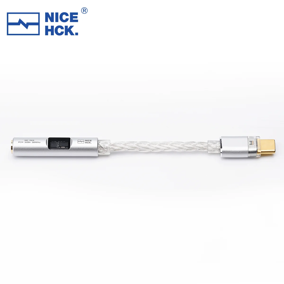 NICEHCK NK1 MAX Convertitore cavo da tipo C a 3,5 mm Supporto a doppio chip Adattatore DAC OCC placcato argento Cavo in lega di alluminio con guscio metallico