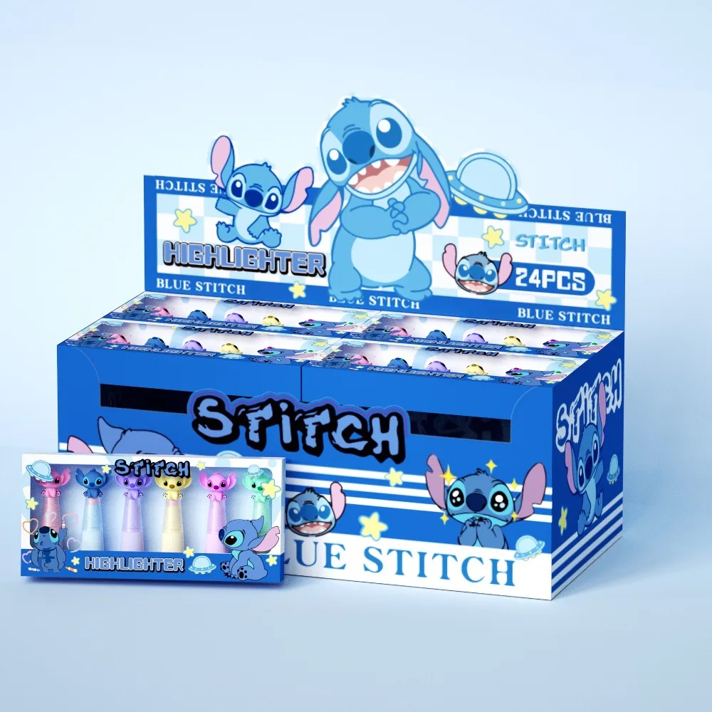 

Набор маркеров-выделителей 2026Tit, 6 шт./компл., с милым мультяшным дизайном Стич, креативные ручки для граффити и студенческих записей, маркеры для ключевых моментов